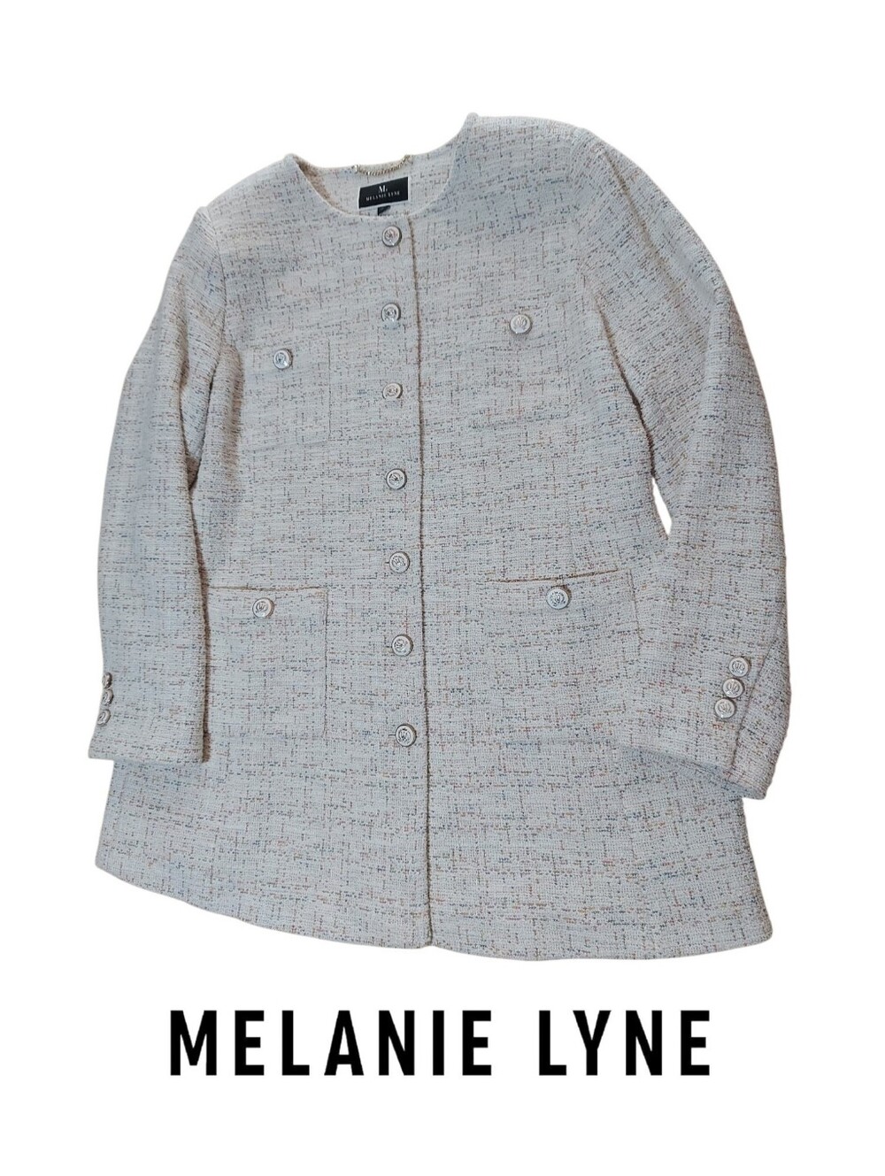 Melanie Lyne White & Rainbow Tweed "Funfetti" Jacket
